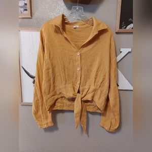 Cotton Candy LA button-up Yellow Long sleeve. Size small